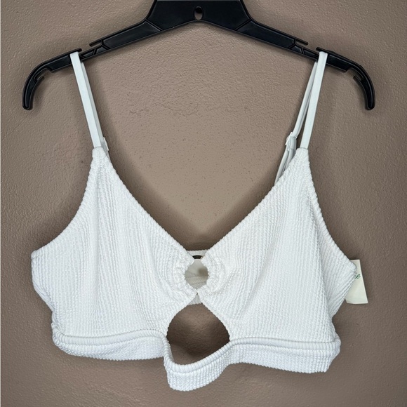 Aerie Crinkle Scoop Cutout Bikini Top White Textured XXL NWT Swim Vacation Boho - Picture 9 of 16